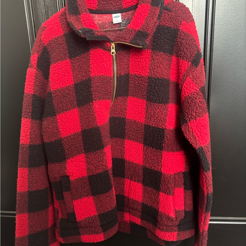 Old Navy Red and Black Checkered Kids Puffer Jacket